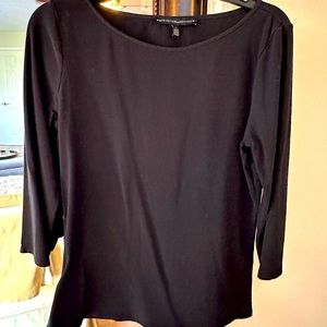 EUC WHBM STRETCH 3/4 SLEEVE TOP BLACK SIZE MEDIUM